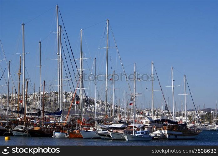 Boats in marina, Bodrum, Turkey