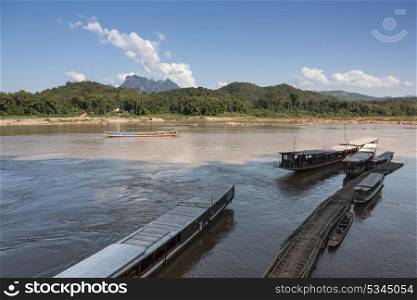 Boats in River Mekong, Luang Prabang, Laos