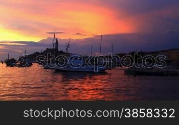 Boats in Rovinj dock, Croatia