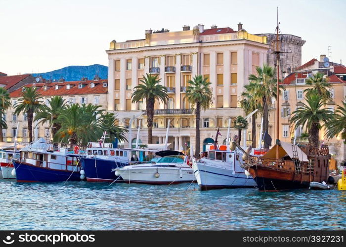 Boats in Split waterfront view, Dalmatia, Croatia