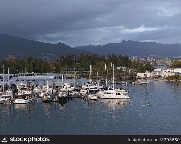 Boats in the marina in Vancouver, British Columbia