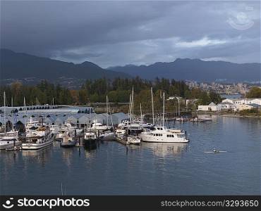 Boats in the marina in Vancouver, British Columbia
