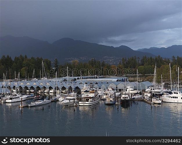 Boats in the marina in Vancouver, British Columbia, Canada