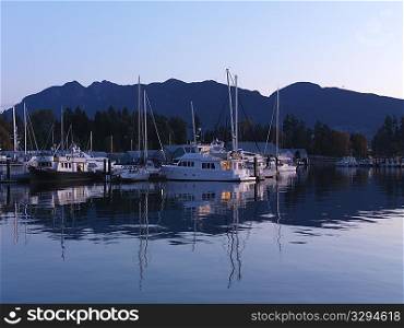 Boats in the marina in Vancouver, British Columbia, Canada