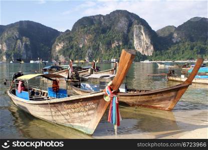 Boats in the port of Ko Phi Phi island, Thailand