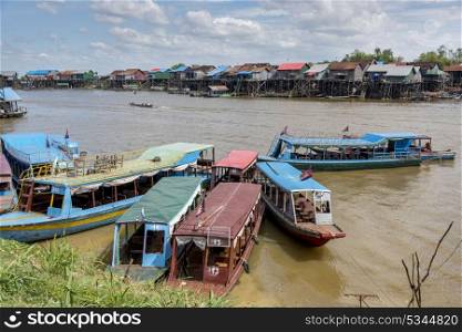 Boats in Tonle Sap lake, Kampong Phluk, Siem Reap, Cambodia . Boats in Tonle Sap lake, Kampong Phluk, Siem Reap, Cambodia