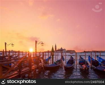 Boats in Venice at Europe at sunrise