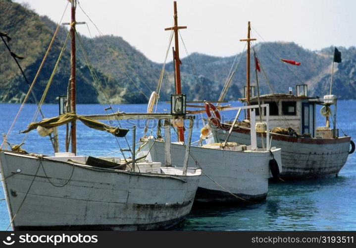 Boats moored in the sea