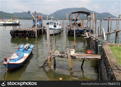 Boats near pier in Lumut, Malaysia