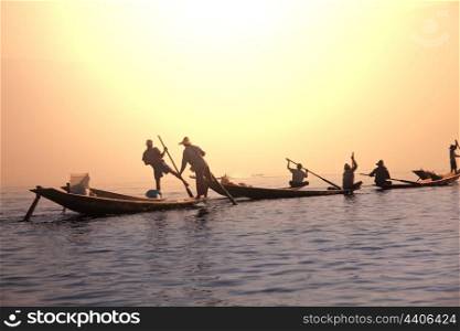 Boats on Inle Lake,Myanmar