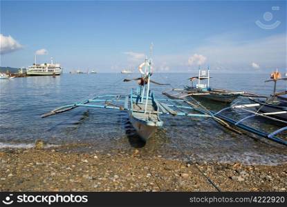Boats on the beach near Boracay, Philippines