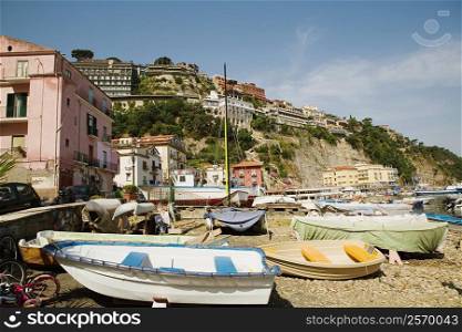 Boats on the beach, Sorrento, Sorrentine Peninsula, Naples Province, Campania, Italy
