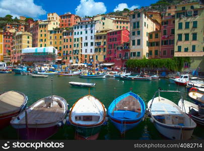 Boats still facing the port of Camogli