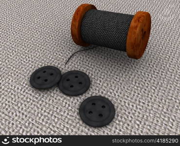 bobbin and a buttons. 3d