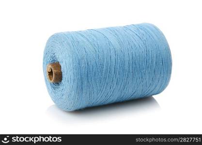bobbin with blue thread isolated on a white background