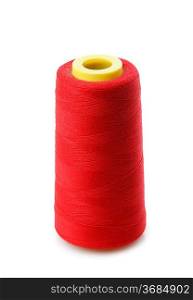 bobbin with red thread isolated on a white background