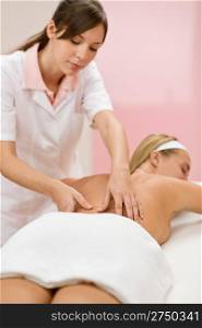 Body care - woman back massage in day spa