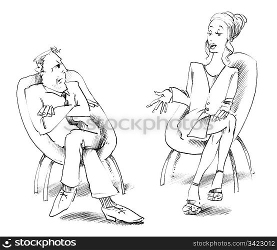 Body language: man and woman talking