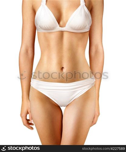 body of woman on white background