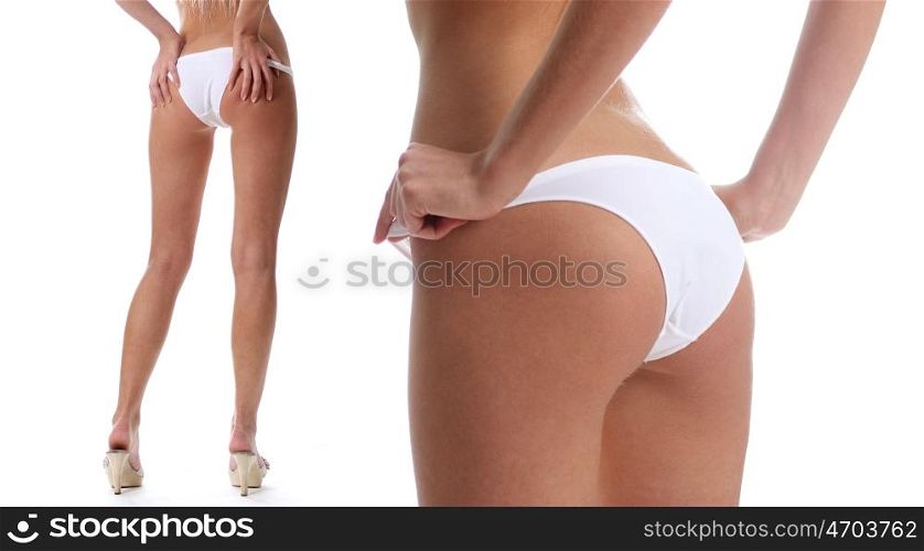 Body part sexy female ass, isolated on white