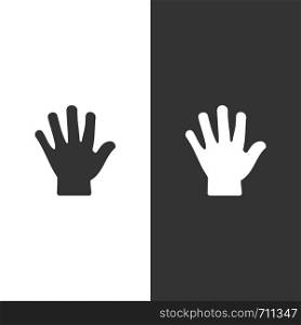 Body senses tact. Hand icon on black and white background. Vector illustration