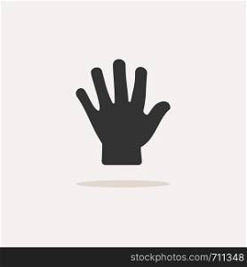 Body senses tact. Hand icon with shadow on beige background. Vector illustration
