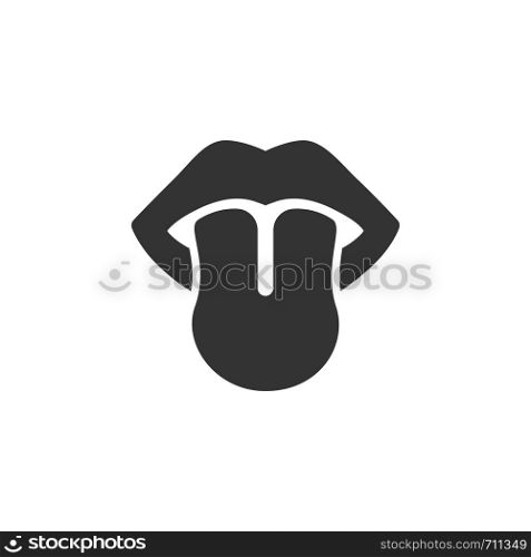Body senses taste. Tongue icon on a white background. Isolated vector illustration