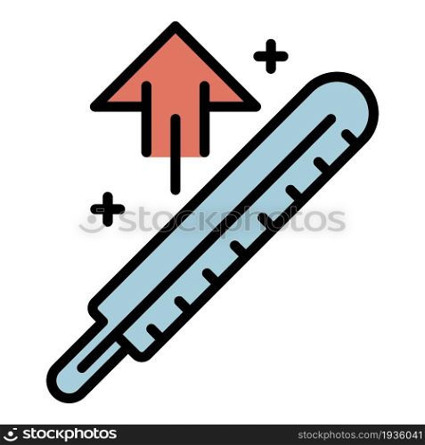 Body temperature up icon. Outline body temperature up vector icon color flat isolated. Body temperature up icon color outline vector