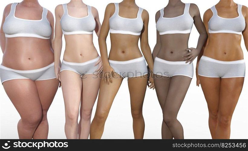 Body Types Assorted and Diverse Range of Women. Body Types