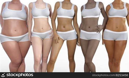 Body Types Assorted and Diverse Range of Women. Body Types