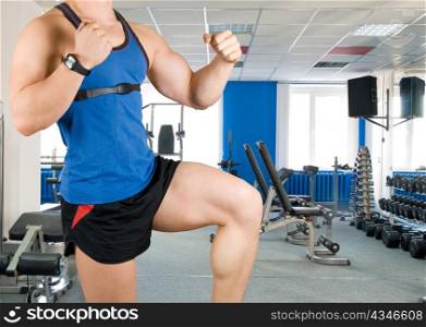 bodybuilder man closeup at gym