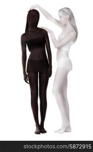 Bodypainting. Fantasy. Two Women Painted Black and White