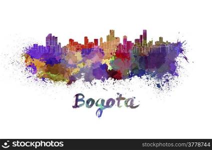Bogota skyline in watercolor splatters with clipping path. Bogota skyline in watercolor