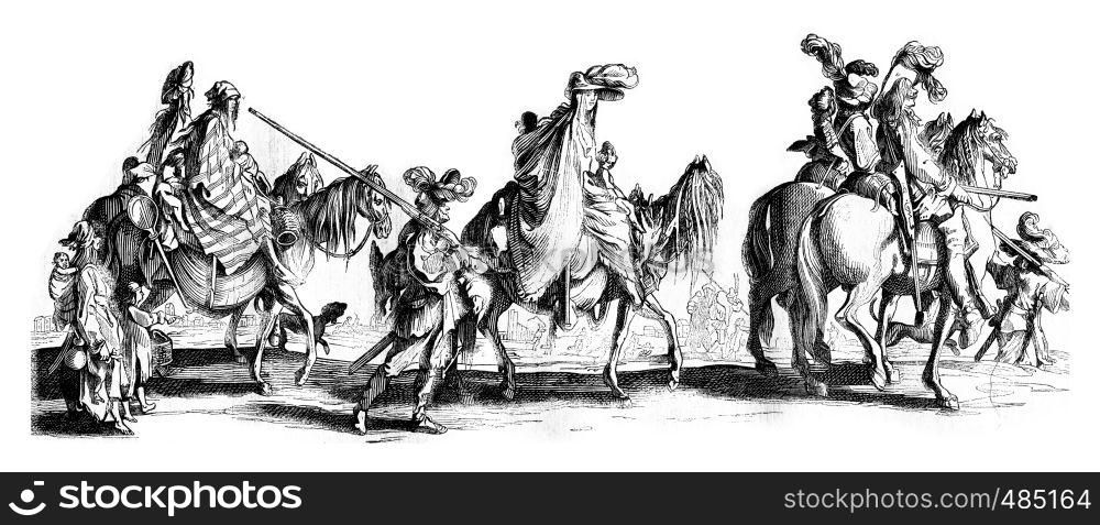 Bohemians, wizards, jugglers or thieves, gypsies Gays, or to have you come, vintage engraved illustration. Magasin Pittoresque 1836.