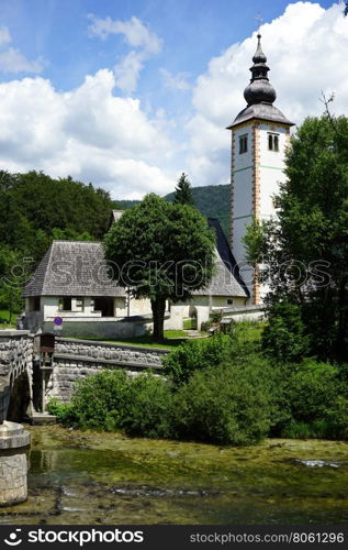 BOHINJ, SLOVENIA - CIRCA JUNE 2016 Church of St John the Baptist