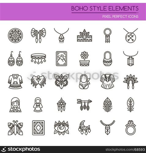 Boho Style , Thin Line and Pixel Perfect Icons