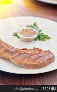 Boiled beef tongue with sauce