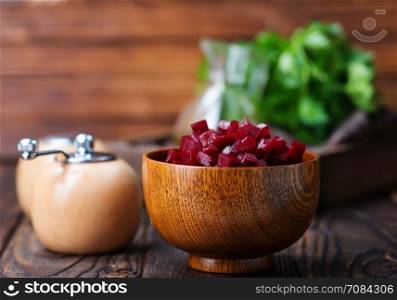 boiled beet, salad with beet and oil