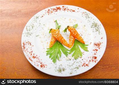 Boiled carrots served in the plate