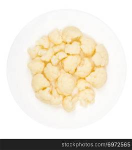 Boiled cauliflower for vegetarian and dietary food. Studio Photo. Boiled cauliflower for vegetarian and dietary food