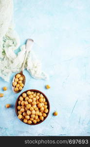 Boiled chickpeas in bow. Vegetarian cuisine from legumes