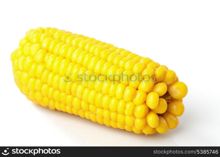 Boiled corn cob isolated on white background