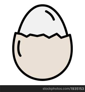 Boiled cracked egg icon. Outline boiled cracked egg vector icon color flat isolated. Boiled cracked egg icon color outline vector
