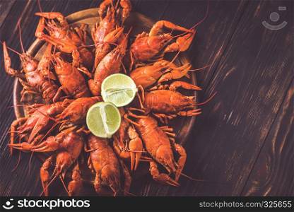 Boiled crayfish: top view
