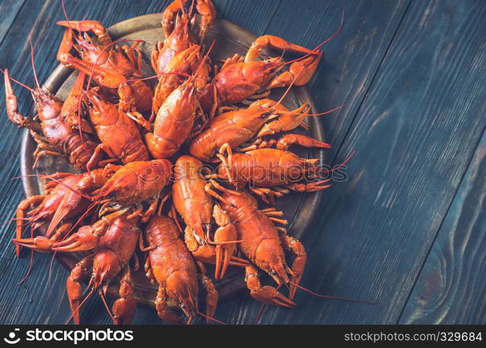 Boiled crayfish: top view