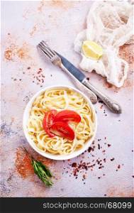 boiled pasta with tomato and spice,stock photo