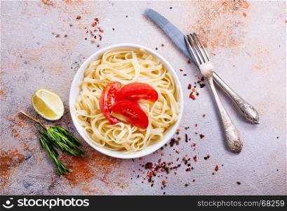 boiled pasta with tomato and spice,stock photo