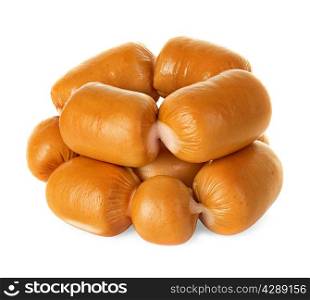 Boiled sausages isolated on white background