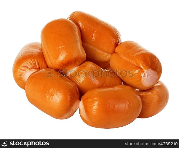 Boiled sausages isolated on white background