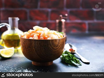 boiled shrimps with pepper and salt on plate